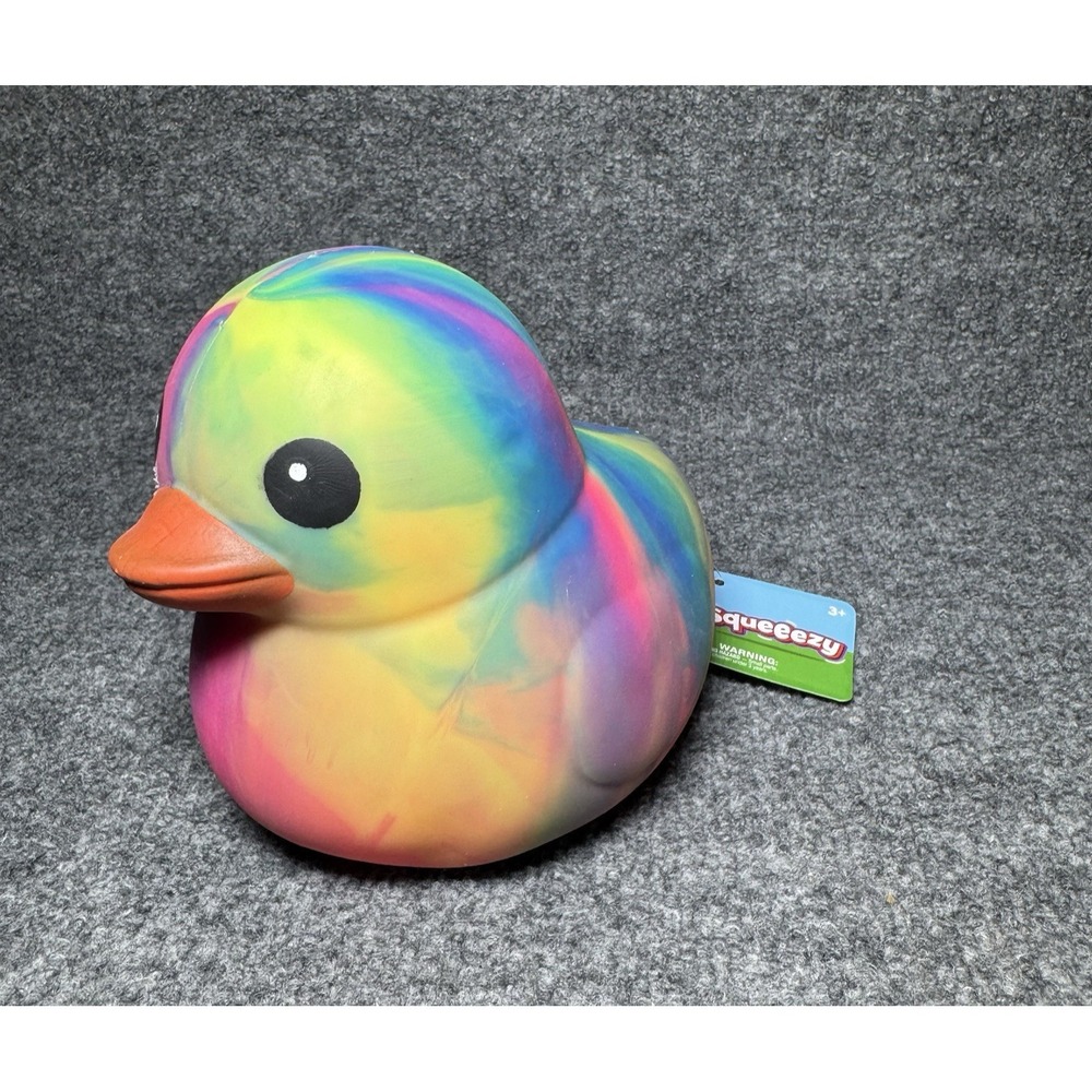 Sunny Days Jumbo SQUEEEZY Tie Dye Swirl Squishy Duck Easter Chick Multicolor NWT